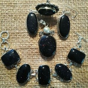 Blue Sunstone GEMSTONE  925 Silver Bracelet 10",